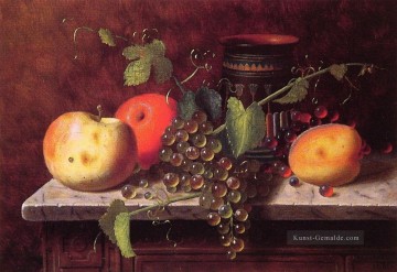 Stillleben mit Obst und Vase Irisch Maler William Harnett Ölgemälde